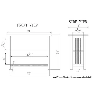 Alaterre Furniture 24" Mission Bookshelf - Alaterre Cherry 5 Alaterre Furniture 24" Mission Bookshelf - Alaterre Cherry - Image 3
