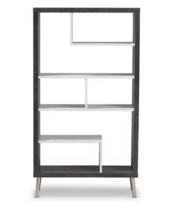 56.14" Atlantic Modern and Contemporary Two-Tone Finished Wood Display Shelf Dark Brown - Baxton Studio