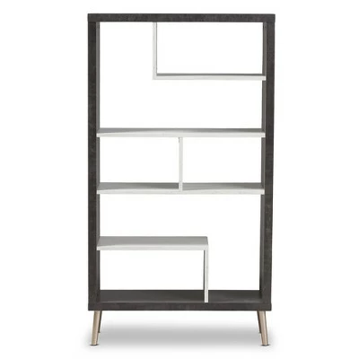 56.14" Atlantic Modern and Contemporary Two-Tone Finished Wood Display Shelf Dark Brown - Baxton Studio 3 56.14" Atlantic Modern and Contemporary Two-Tone Finished Wood Display Shelf Dark Brown - Baxton Studio