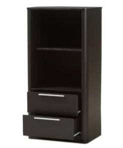 15.47" 2 Drawer Carlingford Modern and Contemporary Espresso Finished Wood Bookshelf Brown - Baxton Studio