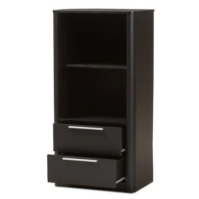 15.47" 2 Drawer Carlingford Modern and Contemporary Espresso Finished Wood Bookshelf Brown - Baxton Studio 3 15.47" 2 Drawer Carlingford Modern and Contemporary Espresso Finished Wood Bookshelf Brown - Baxton Studio