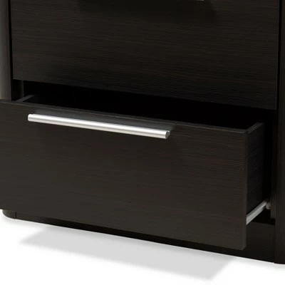 15.47" 2 Drawer Carlingford Modern and Contemporary Espresso Finished Wood Bookshelf Brown - Baxton Studio 8 15.47" 2 Drawer Carlingford Modern and Contemporary Espresso Finished Wood Bookshelf Brown - Baxton Studio - Image 6