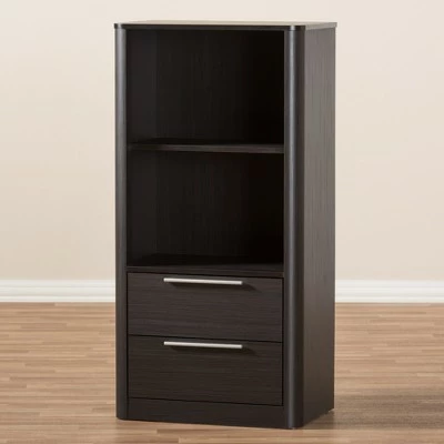 15.47" 2 Drawer Carlingford Modern and Contemporary Espresso Finished Wood Bookshelf Brown - Baxton Studio 10 15.47" 2 Drawer Carlingford Modern and Contemporary Espresso Finished Wood Bookshelf Brown - Baxton Studio - Image 8