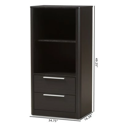 15.47" 2 Drawer Carlingford Modern and Contemporary Espresso Finished Wood Bookshelf Brown - Baxton Studio 11 15.47" 2 Drawer Carlingford Modern and Contemporary Espresso Finished Wood Bookshelf Brown - Baxton Studio - Image 9