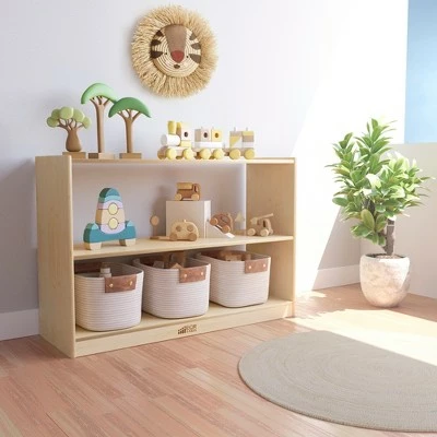 ECR4Kids Birch 2 Shelf Storage Cabinet without Back, Wood Book Shelf Organizer 5 ECR4Kids Birch 2 Shelf Storage Cabinet without Back, Wood Book Shelf Organizer - Image 3