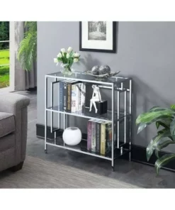 30" Town Square Chrome 3 Tier Bookcase Chrome - Breighton Home