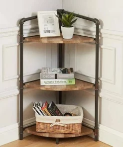 36.63" Beeme 3 Tier Corner Bookshelf Sand Black/Light Pure Copper - HOMES: Inside + Out