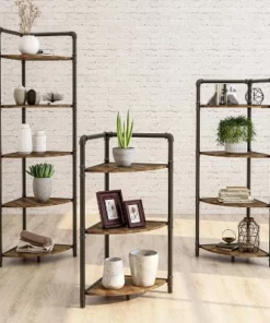 36.63" Beeme 3 Tier Corner Bookshelf Sand Black/Light Pure Copper - HOMES: Inside + Out -Bookshelves Sales Shop unnamed file 1100