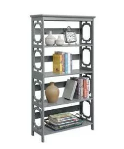 60" Omega 5 Tier Bookcase Gray - Breighton Home