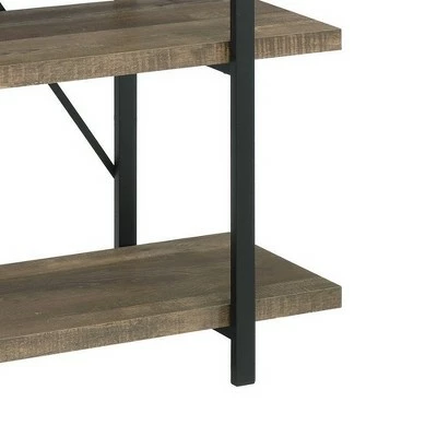 54.75" Bookcase with 4 Tier Storage and X Metal Band Brown/Black - Benzara 5 54.75" Bookcase with 4 Tier Storage and X Metal Band Brown/Black - Benzara - Image 3