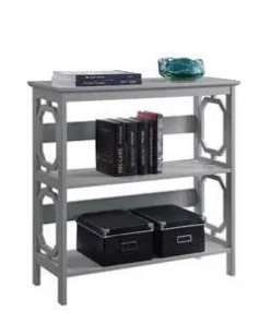 32.5" Omega 3 Tier Bookcase Gray - Breighton Home