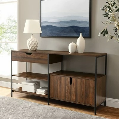 30" Covington Storage Blend Console - Saracina Home Rustic Oak 4 30" Covington Storage Blend Console - Saracina Home Rustic Oak - Image 2
