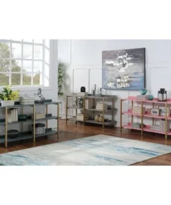 31.88" Prista 3 Tier Display Shelf - miBasics Antique Gray/gold -Bookshelves Sales Shop unnamed file 1193