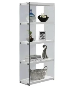 Hollow Core/Tempered Glass Bookcase - EveryRoom Glossy White -Bookshelves Sales Shop unnamed file 1202