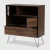 38.98" 1 Drawer Charis Two-Tone Finished Wood Bookshelf Walnut/Black - Baxton Studio
