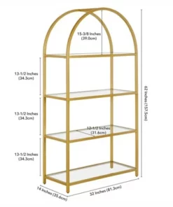 Henn& Hart 62 in. Arched Brass Finish Bookcase - Henn&Hart -Bookshelves Sales Shop unnamed file 1257
