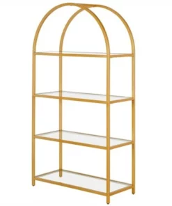 Henn& Hart 62 in. Arched Brass Finish Bookcase - Henn&Hart -Bookshelves Sales Shop unnamed file 1259