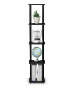 Furinno Turn-N-Tube 5 Tier Wooden PVC Corner Display Shelf and Bookcase for Living Room, Dining Room, Bedroom, and Office Spaces, Americano Black -Bookshelves Sales Shop unnamed file 1266