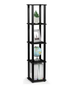 Furinno Turn-N-Tube 5 Tier Wooden PVC Corner Display Shelf and Bookcase for Living Room, Dining Room, Bedroom, and Office Spaces, Americano Black -Bookshelves Sales Shop unnamed file 1267