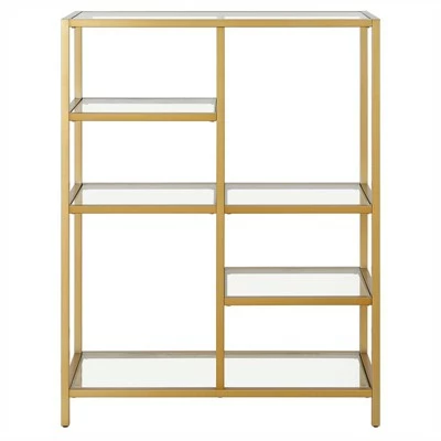 Henn& Hart 42" Tall Brass Finish Bookcase - Henn&Hart 2 Henn& Hart 42" Tall Brass Finish Bookcase - Henn&Hart