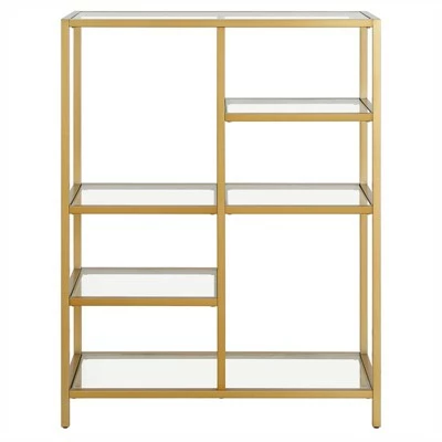 Henn& Hart 42" Tall Brass Finish Bookcase - Henn&Hart 5 Henn& Hart 42" Tall Brass Finish Bookcase - Henn&Hart - Image 4