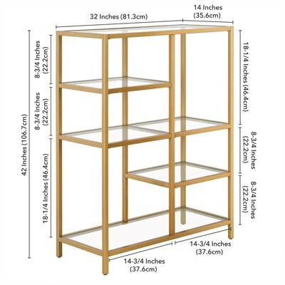 Henn& Hart 42" Tall Brass Finish Bookcase - Henn&Hart 8 Henn& Hart 42" Tall Brass Finish Bookcase - Henn&Hart - Image 7