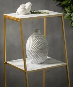 Sullivans Marble Shelved Gold Etagere 47"H Gold