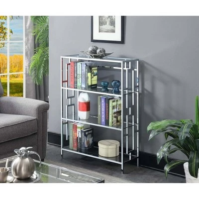 42.75" Town Square Chrome 4 Tier Bookcase Chrome - Breighton Home 2 42.75" Town Square Chrome 4 Tier Bookcase Chrome - Breighton Home
