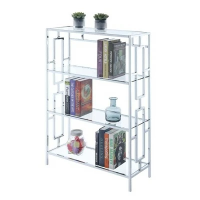 42.75" Town Square Chrome 4 Tier Bookcase Chrome - Breighton Home 3 42.75" Town Square Chrome 4 Tier Bookcase Chrome - Breighton Home - Image 2