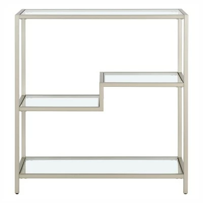 Henn& Hart 36" Tall Satin Nickel Bookcase - Henn&Hart 3 Henn& Hart 36" Tall Satin Nickel Bookcase - Henn&Hart