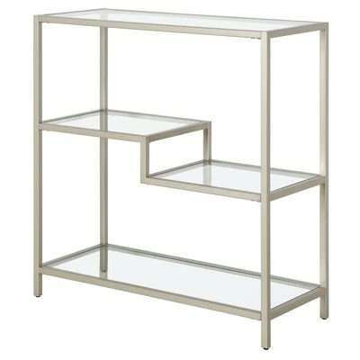 Henn& Hart 36" Tall Satin Nickel Bookcase - Henn&Hart 5 Henn& Hart 36" Tall Satin Nickel Bookcase - Henn&Hart - Image 3