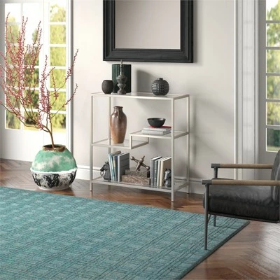 Henn& Hart 36" Tall Satin Nickel Bookcase - Henn&Hart 8 Henn& Hart 36" Tall Satin Nickel Bookcase - Henn&Hart - Image 6