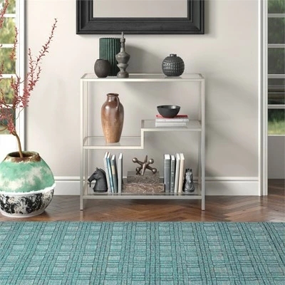 Henn& Hart 36" Tall Satin Nickel Bookcase - Henn&Hart 10 Henn& Hart 36" Tall Satin Nickel Bookcase - Henn&Hart - Image 8