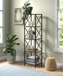 Henn& Hart 18" Wide Black Bronze Bookcase - Henn&Hart