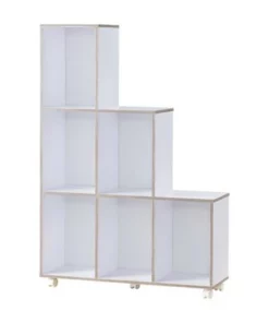 Chapin 6-Compartment Wood Bookcase in White - Furniture of America