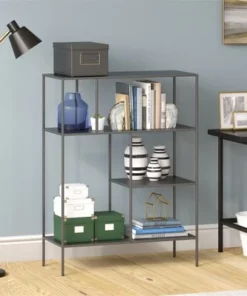 Henn& Hart 48" Tall Gunmetal Gray Bookcase - Henn&Hart -Bookshelves Sales Shop unnamed file 1388
