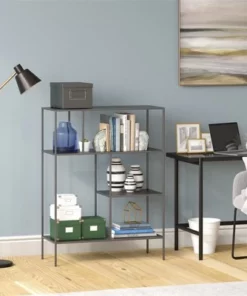 Henn& Hart 48" Tall Gunmetal Gray Bookcase - Henn&Hart -Bookshelves Sales Shop unnamed file 1389