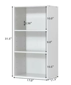 Costway 3 Tier Open Shelf Bookcase Multi-functional Storage Display Cabinet Furni White