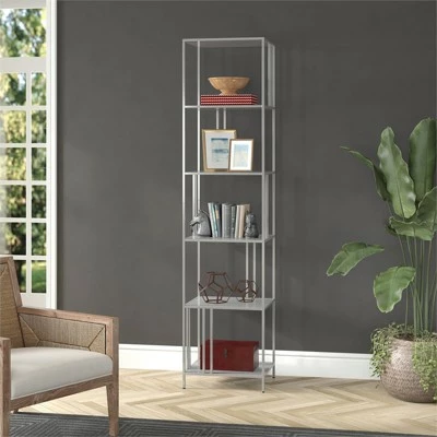Henn& Hart 18" Wide Silver Bookcase - Henn&Hart 5 Henn& Hart 18" Wide Silver Bookcase - Henn&Hart - Image 3