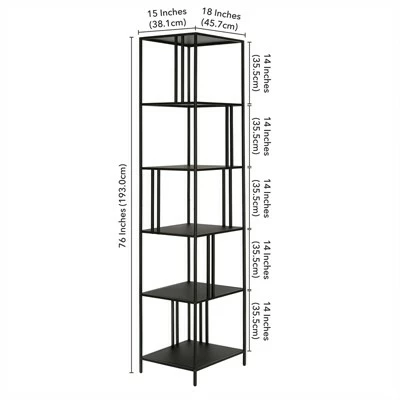 Henn& Hart 18" Wide Black Bronze Bookcase - Henn&Hart 6 Henn& Hart 18" Wide Black Bronze Bookcase - Henn&Hart - Image 4