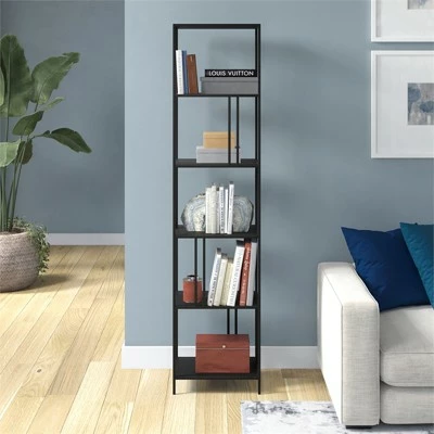 Henn& Hart 18" Wide Black Bronze Bookcase - Henn&Hart 9 Henn& Hart 18" Wide Black Bronze Bookcase - Henn&Hart - Image 7