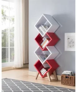 Yarmow Modern Wood Bookcase in White and Red - Furniture of America -Bookshelves Sales Shop unnamed file 1431
