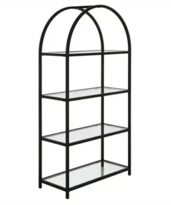 Henn& Hart 62 in. Arched Black Bronze Bookcase - Henn&Hart