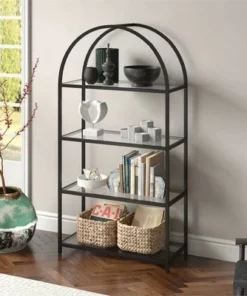 Henn& Hart 62 in. Arched Black Bronze Bookcase - Henn&Hart -Bookshelves Sales Shop unnamed file 1444