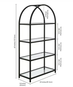 Henn& Hart 62 in. Arched Black Bronze Bookcase - Henn&Hart -Bookshelves Sales Shop unnamed file 1446