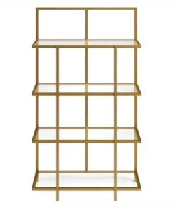 Henn& Hart 62 in. Brass Finish Standard Bookcase - Henn&Hart -Bookshelves Sales Shop unnamed file 1450