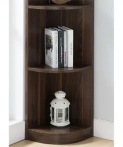 Maleena 5-Shelf Corner Wood Bookcase in Dark Walnut - Furniture of America -Bookshelves Sales Shop unnamed file 1456