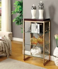 Ruptin Contemporary 4-shelf Metal Bookcase in Gold - Furniture of America