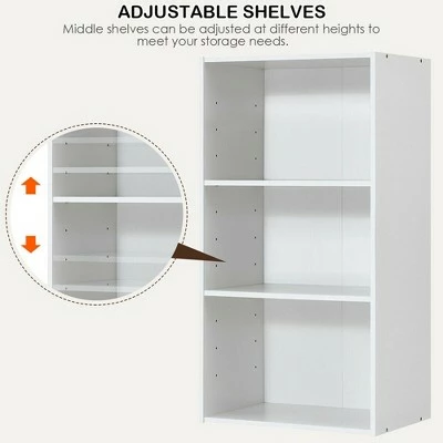 Costway 3 Tier Open Shelf Bookcase Multi-functional Storage Display Cabinet Furni White 11 Costway 3 Tier Open Shelf Bookcase Multi-functional Storage Display Cabinet Furni White - Image 9