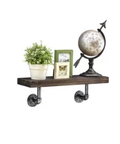 23.5" x 7.3" Industrial Pipe Wall Shelf - Danya B. Dark Brown/silver -Bookshelves Sales Shop unnamed file 1473